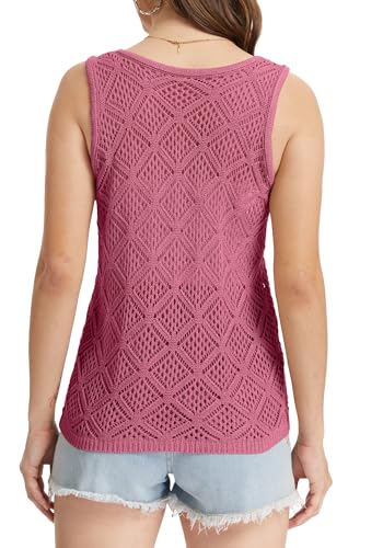 Image of Bosmeer Women's Hollow Sweater Vest Crochet Tank Tops Knit Out Sleeveless Cover Up Summer Boho Top Pullover