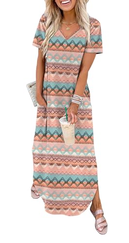 Image of WIHOLL Women's Summer Short Sleeve Dresses Maxi Dress Vacation Beach Sundresses 2026 with Pockets