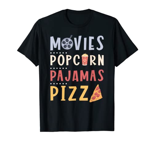 Películas Palomitas Pijamas Pizza Película Noche Amante Camiseta