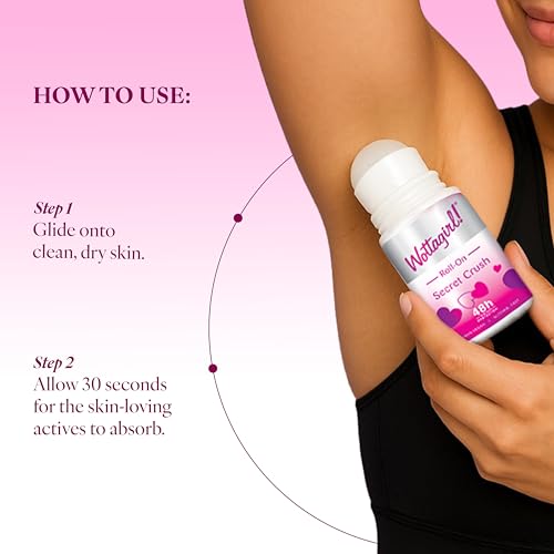 Image of Layer'r Wottagirl 100% Vegan Secret Crush Roll On for Women 50ml | Alcohol-free 48H odour protection with sweet fruity notes of mandarin, pineapple & vanilla. 100% vegan roll on.