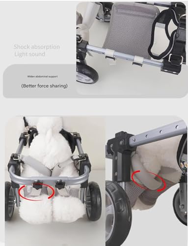 Silla de ruedas para perro, soporte ajustable de cuatro ruedas para una mayor movilidad, lo que permite el movimiento libre para mascotas con movilidad limitada