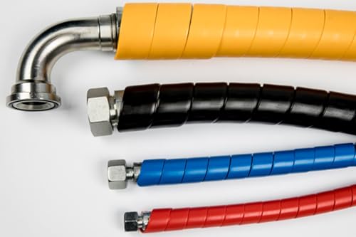 Image of Caplugs R63SSG66-BLK PTPW Series, Pig's Tail Spiral Protective Wrapping, Black High-Density Polyethylene (HD-PE), to Fit 2-1 /4 inch Hose Size, Hose Range 2.05-2.95 inch, 100' Length (R63SSG66BLKQ1)
