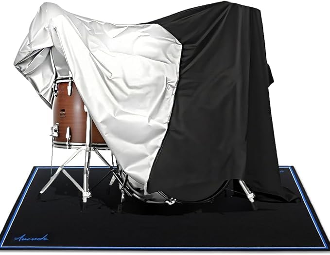 MUTMAIN Drum Set Dust Cover Waterproof Dustproof Protective Cover Suitable for Most Drum Frames with Weighted Angles and Sewing Rings High Density Oxford Cloth 108"L x 80"W Black-image-27