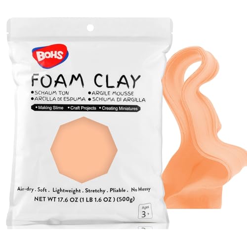 BOHS Pâte à modeler en mousse et slime Couleur Pêche, Autodurcissante, pour les arts et l'artisanat préscolaires, 500 grammes