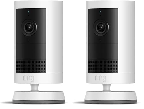 Introducing Ring Outdoor Cam Plus, Battery — Wide-Angle 2K Video with Ring Vision, Low-Light Sight for full-color night vision, Mount-Anywhere Versatility, 2-Pack, White