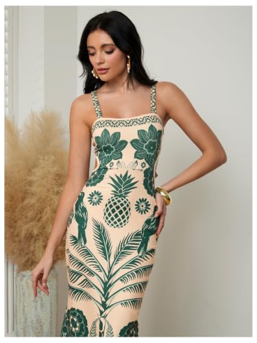 Image of Floerns Women's Tropical Bow Tie Back Long Dress Sleeveless Maxi Dress | Hawaiian Resort Wear, Coastal Vacation, Beach Wedding Guest, Side Slit, Spring Break Outfits