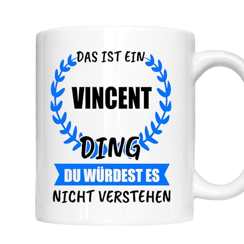Vincent Tasse | Mann Junge Namen Vorname Kosename Rufname Kaffeebecher | Das ist ein Vincent Geschenk für 16,99 EUR bei amazon.de Bild: Vincent Tasse | Mann Junge Namen Vorname Kosename Rufname Kaffeebecher | Das ist ein Vincent Geschenk für 16,99 EUR bei amazon.de