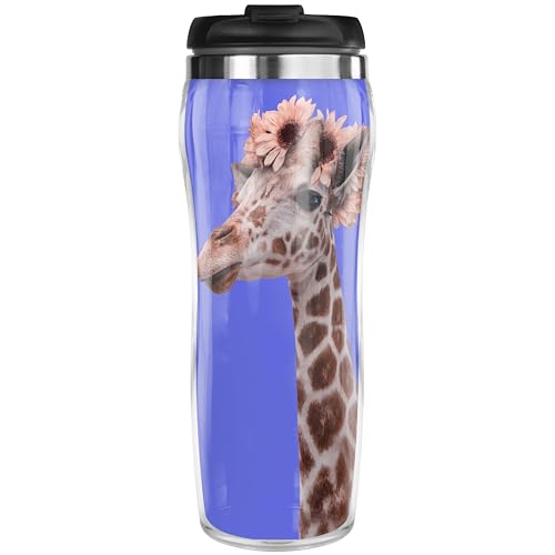 Pixly® Taza térmica de viaje con diseño de jirafa, para café, té, 400 ml de capacidad, diseño de animales, divertido regalo para él y ella