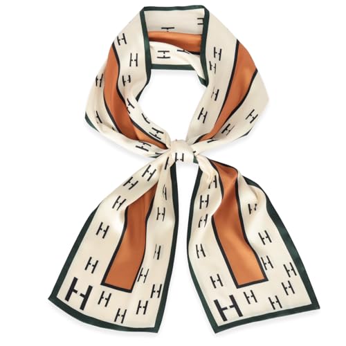 Relang Satin Scarf Mulberry Silk Printed Head Wrap Hair Band 7 x 59