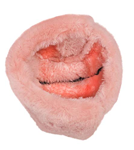 Image of Unisex Shearling Sheepskin Leather Aviator Russian Ushanka Trapper Winter Fur Hat (Pink, Small)