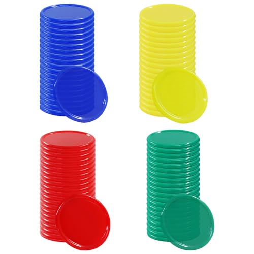 Zorfeter 200 PCS Plastic Learning Counters, 8 Colors Bingo Chips 1 Inch Poker Chips Educational Counting Discs, Markers Chips for Math Practice