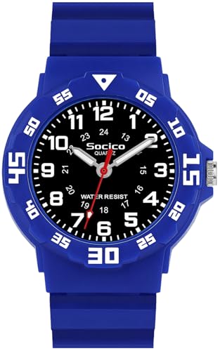 SOCICO Reloj mecánico para niños, Apto para niños de 3 a 12 años, diseño Resistente al Agua, función de Aprendizaje de la Hora, fácil de Leer, un Regalo excelente. (Azul - Negro) SOCICO Reloj mecánico para niños, Apto para niños de 3 a 12 años, diseño Resistente al Agua, función de Aprendizaje de la Hora, fácil de Leer, un Regalo excelente. (Azul - Negro)
