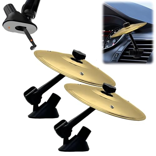 Car Drum Cymbal Air Vent, Fun Music Gadget for Drivers & Drummers, Easy Install on Dashboards & Vents, Crisp Metallic Sound - Quirky Gift for Road Trips & Music Lovers (Golden-2PCS)