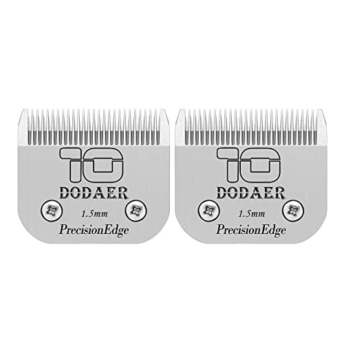 2 Pack 10# Detachable Pet Dog Grooming Ceramic Blades,Compatible with Heiniger,Andis,Oster A5,Wahl KM-10 Series,Size #10 Blade 1/16-Inch 1.5MM Cut Length