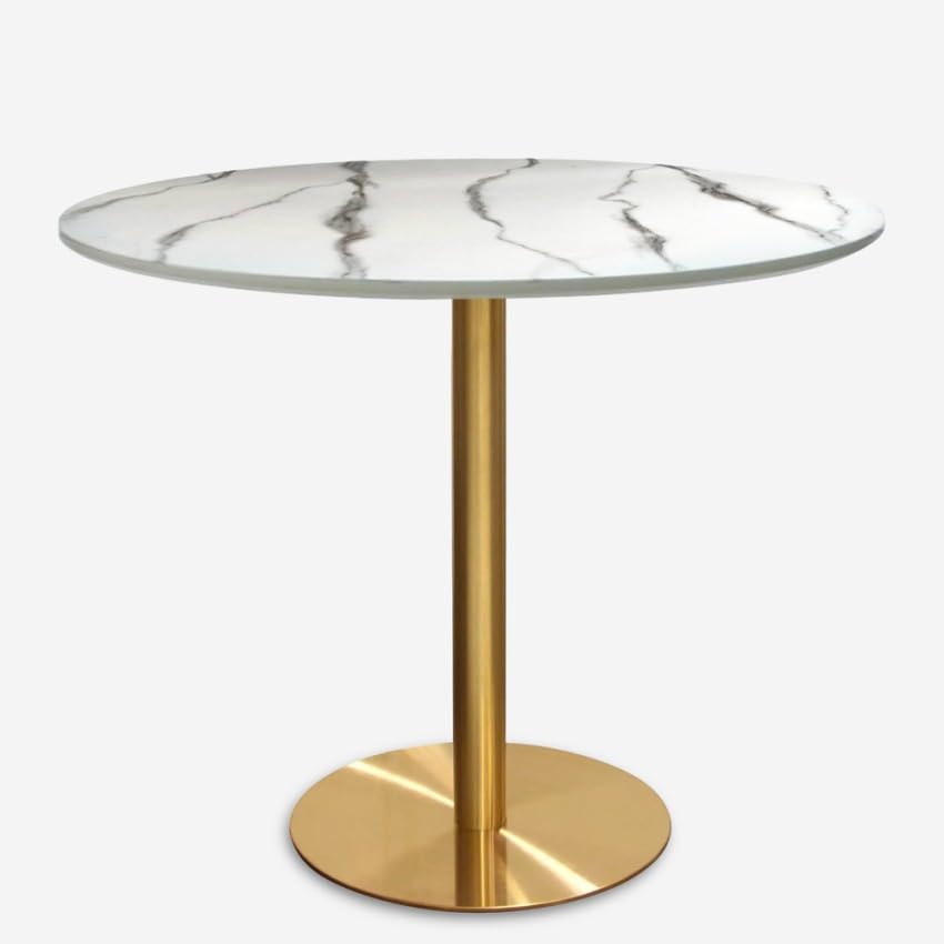 Produce Shop Mesa Goblet Redonda 80 cm Efecto mármol Dorado Estilo clásico Monika