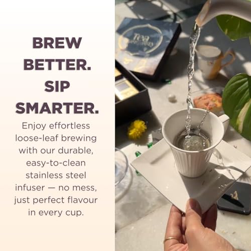 Image of CHAYAM Tea Tranquility Gift Set | 4 Loose Leaf Blends & Stainless Steel Infuser, 250g | Kashmiri Kahwa, Masala Chai, Himalayan Green, Ginger Lemongrass | Wellness Tea Gift Box for All Occasions, Corporate Gifting & for Foreigners