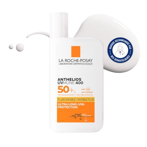 La Roche-Posay - Fluide Invisible Anthelios UVMUNE 400 - Texture Fluide Ultra Légére - Soin Pour Le Visage Protection 50+ Haute Efficacité - Produit solaire SPF50 Pour tous types de peau