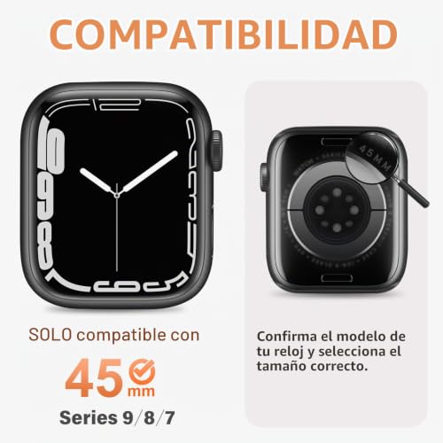 Funda Apple Watch 45mm contra arañazos y golpes carcasa robusta Amizee titanio 6