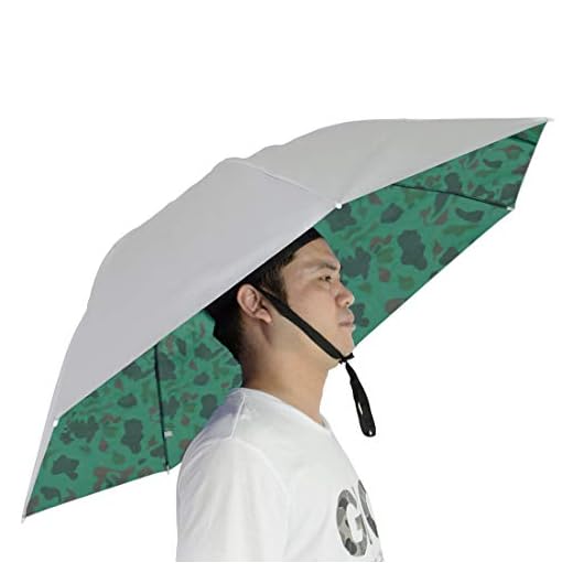 NEW-Vi Fishing Umbrella Hat Folding Sun Rain Cap Adjustable Multifunction Outdoor Headwear (Silver/Camouflage(Single layer))
