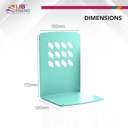 Image of LIBFRIEND Metal Non-Slip Bookends | Powder-Coated L-Shaped Book Holder for Desk, Office, Study Table and Library | Multicolour Options | Set of 2 (Mint, M)