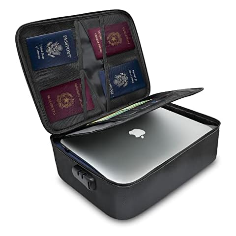 Fireproof Document Organizer Box With Lock, Important File Organizer Document Safe Storage Bag, Portable Office Home Travel Document Bag For Passport, Laptop, Files, Certificates Cover
