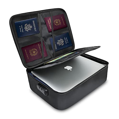 Fireproof Document Organizer Box With Lock, Important File Organizer Document Safe Storage Bag, Portable Office Home Travel Document Bag For Passport, Laptop, Files, Certificates