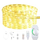 ISUERFY 12M/40ft Dimmable LED Rope Light, Cuttable Waterproof Indoor Outdoor Clear Tube Light Rope, 432 Warm White LEDs 110V 3000K Flexible Soft Connectable for Patio Balcony Garden House Decor