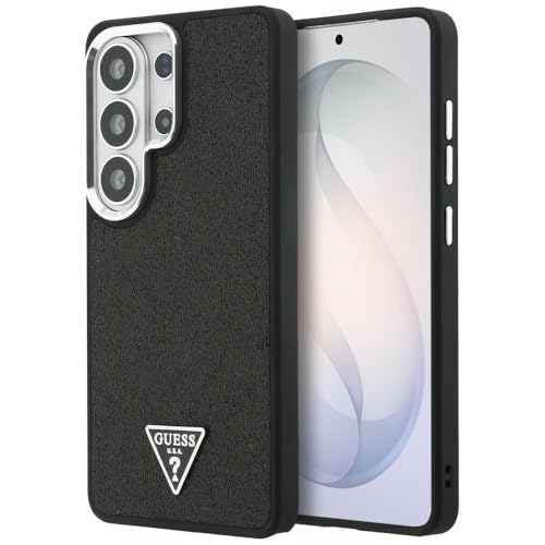 CG MOBILE Guess Coque de protection Ă paillettes avec logo triangle compatible avec MagSafe pour Samsung Galaxy S26 Ultra (noir)