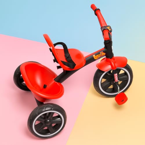 Image of Luusa KICK TRICYCLES for Kids | Kids Tricycle with Adjustable Seat Belt and Safety Features | Durable Frame | Suitable for Ages 1-5 Years | Multiple Colors Made in India (RED)