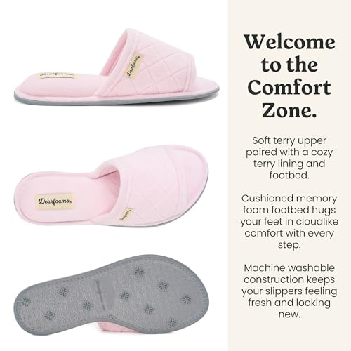 Dearfoams womens Slipper Memory Foam Summer House Shoe Beatrice Terry Slide - Image 4