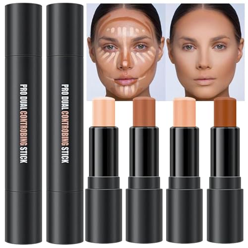 Lilbitty 4 Farben Konturenstift Make-up Set Concealer Stick Creme Konturierung Konturenpalette Make-up Kit für Anfänger Nasen-Bronzer Stick Flüssigkontur Gesicht Highlighter Make-up
