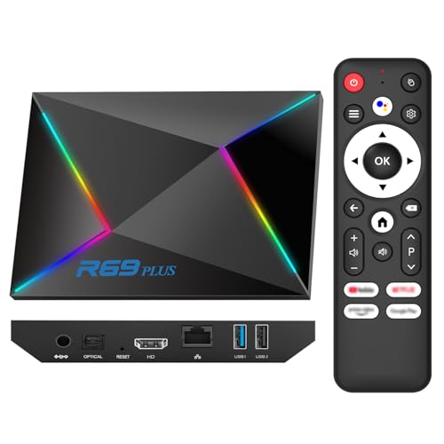 Android 14.0 TV Box 2025, Android TV Box 4GB RAM 32GB ROM Android 14 TV Box WIFI6 1000M Ethernet 4K 8K HDR10 R69 Plus H728 Octa-core 3D Smart TV Box Soporta 2.4G 5.8G Dual WiFi BT5.0 USB 3.0