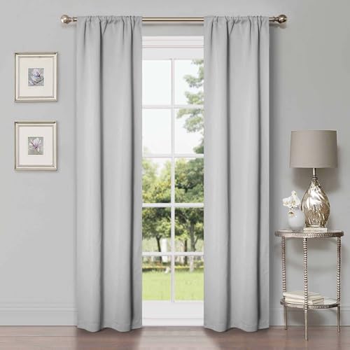 SUPERIOR Semi Blackout Curtains - Solid Color - 26" x 63" - Rod Pocket Header - Thermal Insulated, Sun Blocking & Room Darkening Drapes for Bedroom, Living Room - Set of 2 Panels - White