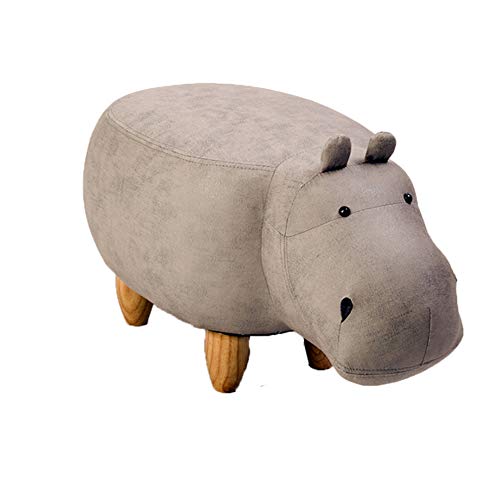 Preisvergleich Produktbild Wonderhome Polsterhocker fürs Kinderzimmer Tierförmig Fußhocker Polsterhocker Kunstleder Sattel Fußstütze Hocker Polsterhocker mit Deckel(Nilpferd)