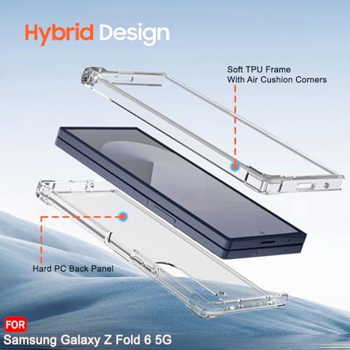 Image of TheGiftKart Crystal Clear Back Cover Case for Samsung Galaxy Z Fold 6 5G | Shock Proof 360 Protection | Hard Clear Back Cover Case for Samsung Galaxy Z Fold 6 5G (PC & TPU, Transparent Bumper)