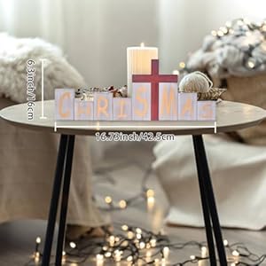 Ovootok christmas wooden block signs double sided farmhouse wood table sign desktop easter decorations tiered tray diy decor centerpiece rustic for xmas party home crafts kitchen house grey  urban country home decor