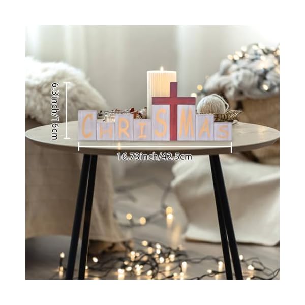 Ovootok christmas wooden block signs double sided farmhouse wood table sign desktop easter decorations tiered tray diy decor centerpiece rustic for xmas party home crafts kitchen house grey  urban country home decor