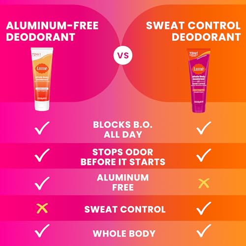 Image of Lume Whole Body Deodorant Plus Sweat Control - Smooth Cream Tube - 72 Hour Odor And Sweat Control - Baking Soda Free, Skin Loving - 3.0 ounce (Pack of 2) (Clean Tangerine)