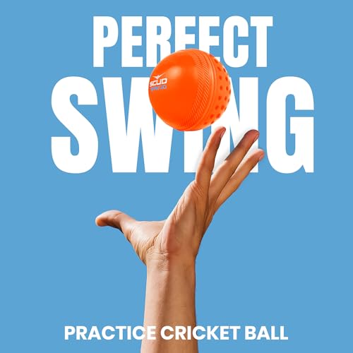 Image of SCUD Swingo Wind Ball for Cricket, Specially Designed for Swing, Dual-Surface Half-Dimple & Half-Smooth Design, PVC | 72.39mm Diameter,105g (Pack of 6pc Balls, Neon Orange)