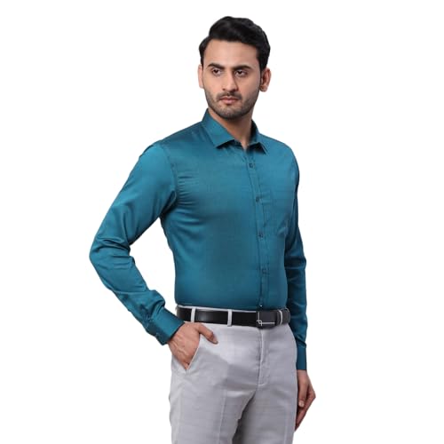 Image of Park Avenue Men's Slim Fit Structure Pattern Pure Cotton Semi Cutaway Collar Full Sleeve Formal Shirt