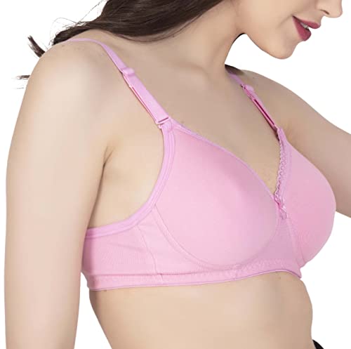 Image of LacyLuxe Women's Seamless Padded Non Wired Cotton Stretch Everyday Bra| Detachable Straps | Transparent Straps Included