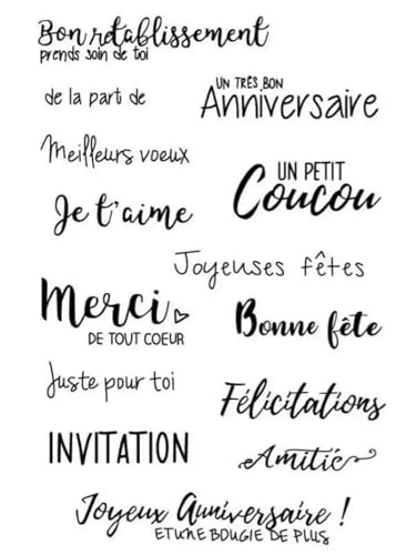 Tampons transparents en silicone, 11 x 16 cm avec mot français transparent pour scrapbooking, album photo, feuilles décoratives style 2