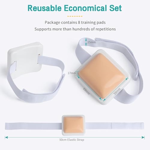 6 unidades - Almohadillas de entrenamiento para inyecciones, almohadilla de silicona wearable con correas, piel humana simulada, herramienta de práctica para estudiantes, enfermeros y médicos miniatura 4