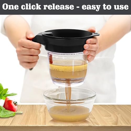 Fettabscheider - Ölsuppenfilter 1L, Soßenabscheider Entfettungsbecher, Fett-Trennkanne, Fetttrennkanne für Suppen Soßen Saucen