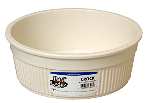 Pet Lodge® Crock Pet Bowl | Heavy Duty Plastic | Dog Feed & Water Bowl | Granite | 96 Ounce | Jumbo
