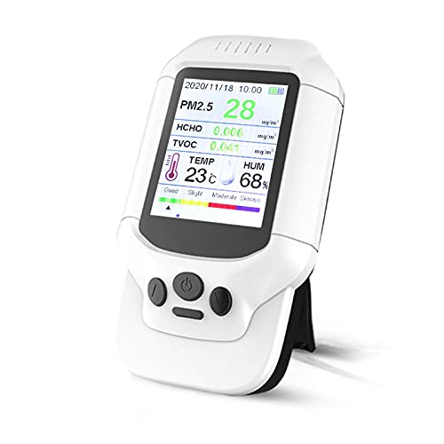 空気汚染測定器 多機能 空気質測定器 温度 湿度 エア検知器 ホルムアルデヒド測定 HCHO/TVOC/PM2.5/PM1.0/PM10測定 高精度 USB充電式