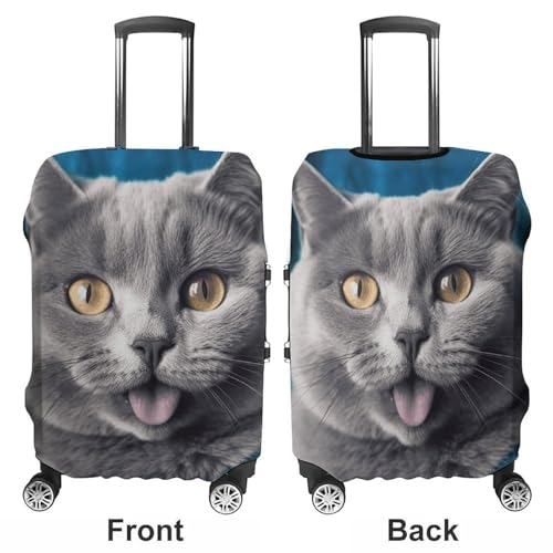 Blue Cat Luggage Cover, Elastic Luggage Protector Fits 19-32in Suitcases, Washable & Anti-Scratch Suitcase Cover for Men Women XL3