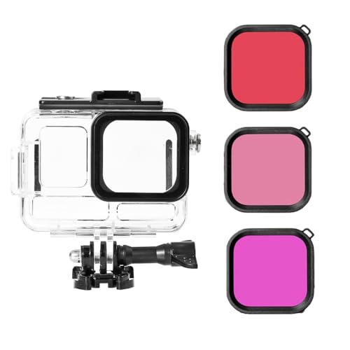 NovelGoal Waterproof Case for 360 Ace Pro Underwater Diving Housing Cover Protective Case for Insta Sports Camera Cover Shell Accessories (Case with Filter Kit)