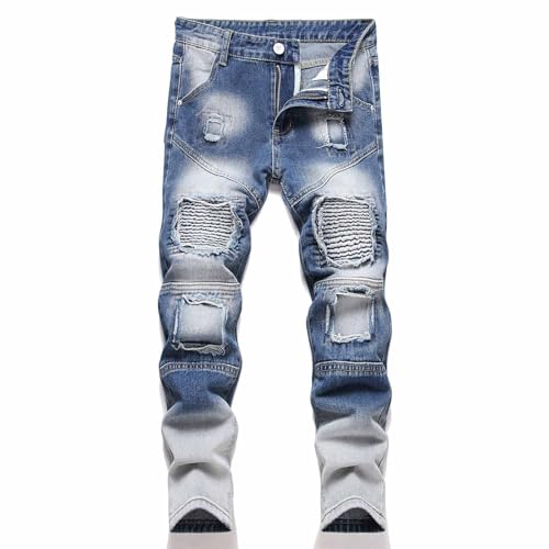 Boy's Skinny Jeans Straight Leg Ripped Distressed Fashion Stretchy Slim Fit Casual Comfy Denim Pants with Pockets