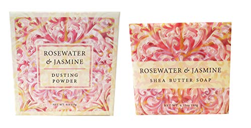 Greenwich Bay Trading Co. Rosewater and Jasmine Shea Butter Soap and Dusting Powder Gift Set